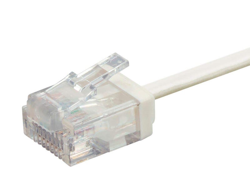 Monoprice Cat6 Ethernet Patch Cable - Snagless, 550MHz, UTP, 32AWG, 0.5 Feet, White - Micro SlimRun Series - Image 3